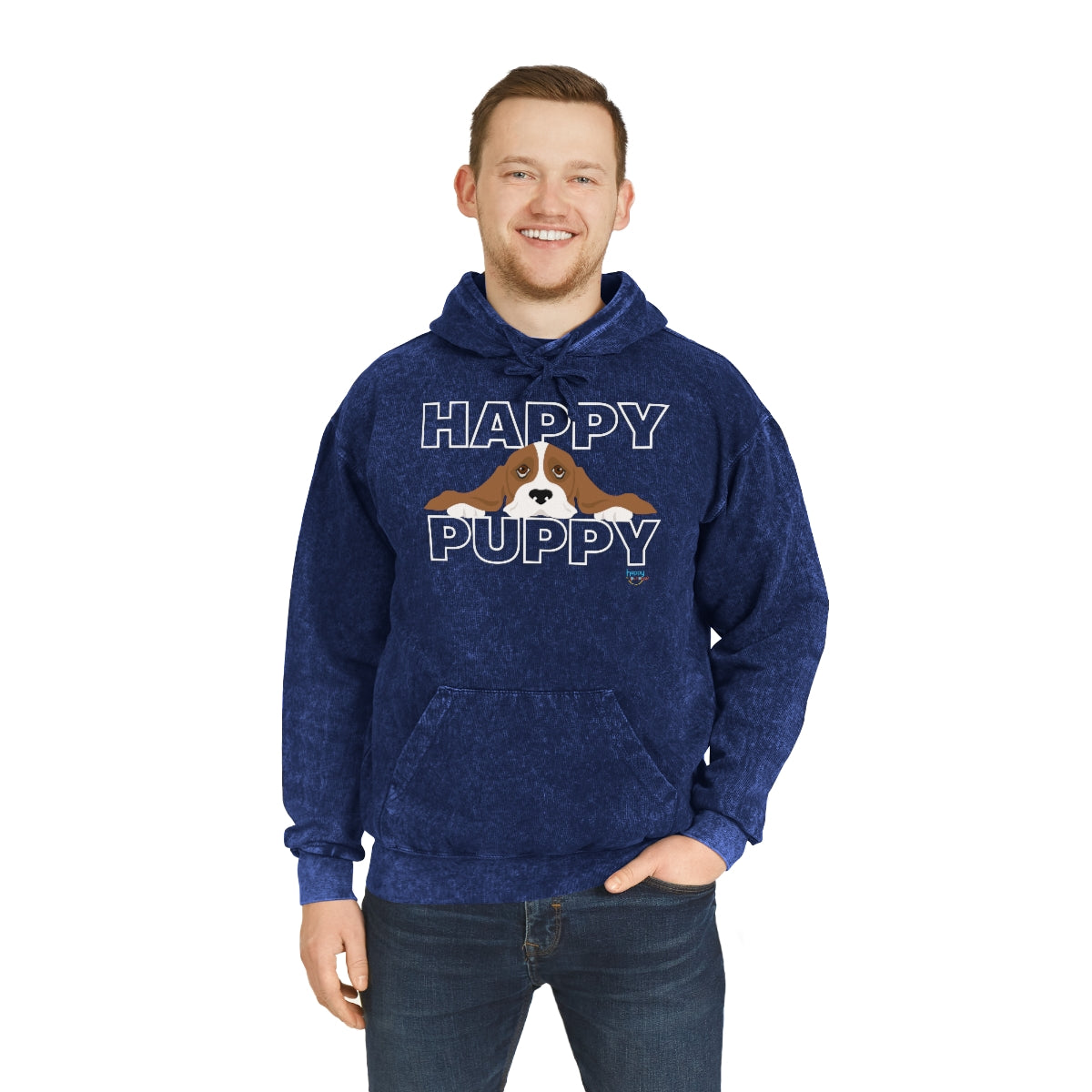 BASSET HOUND HAPPY PUPPY Unisex Mineral Wash Hoodie