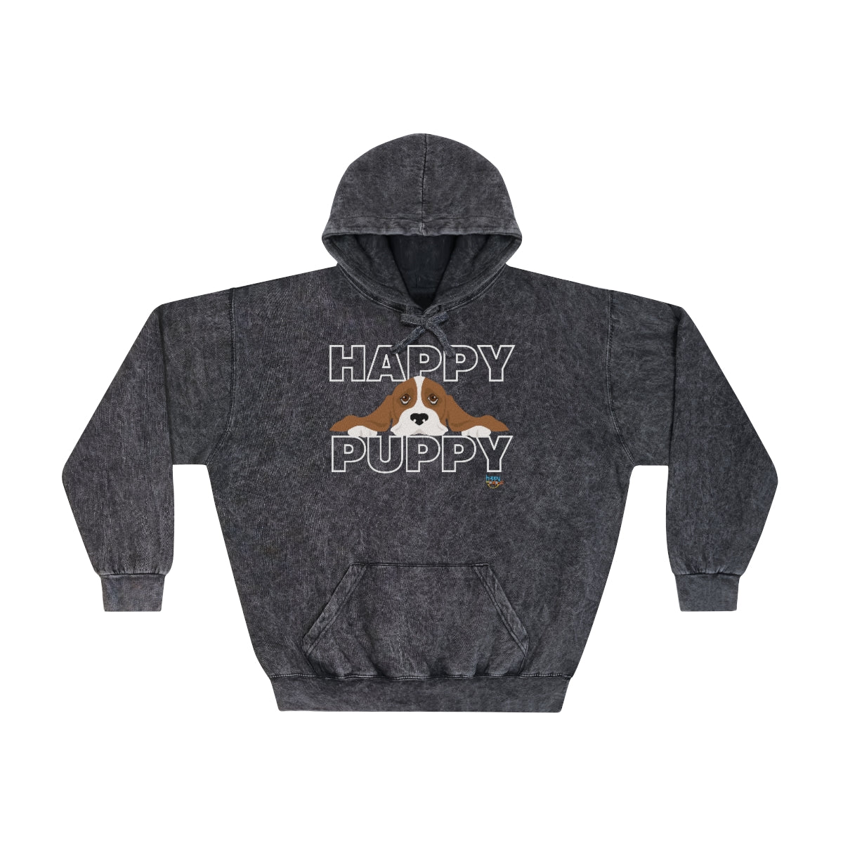 BASSET HOUND HAPPY PUPPY Unisex Mineral Wash Hoodie